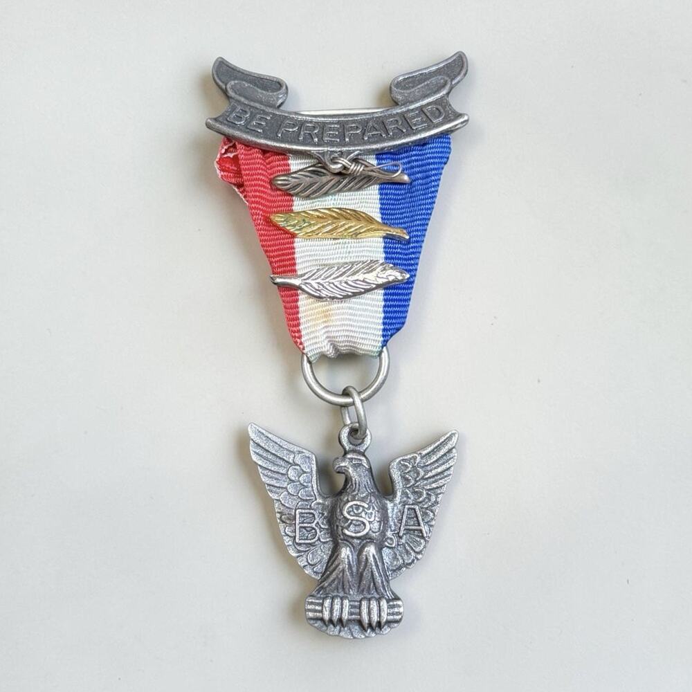 Vintage BSA Eagle Scout Medal Stange Type 5A 1980-83 Bronze Gold Silver Palms